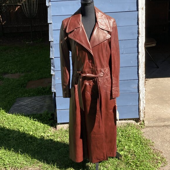 UNWORN Vintage Leather Coat Size L Retro Boho Fall Office Daily Wear 70s - Picture 3 of 12